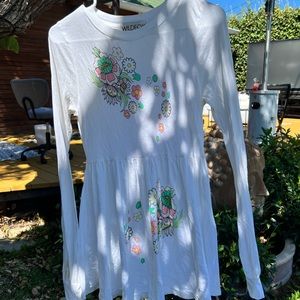 Wildfox Floral Print White T-Shirt Dress XS